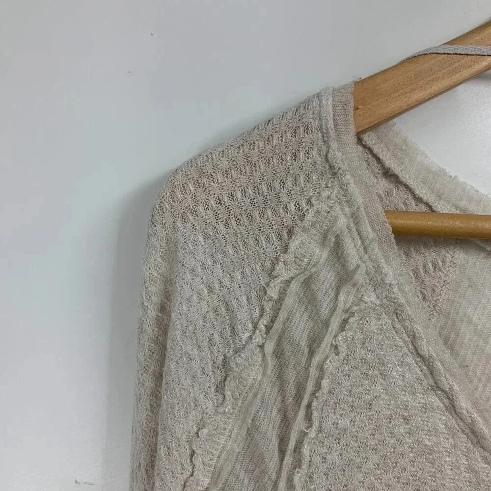 We The Free Free People Women's Catalina Ribbed Unfinished Trim Thermal Top SZ S